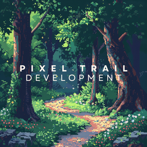 A pixel trail in a video-game like forest